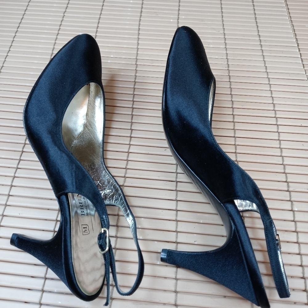 Bruno Magli Women's Slingback Satin Black Heels Wo - Picture 8 of 11